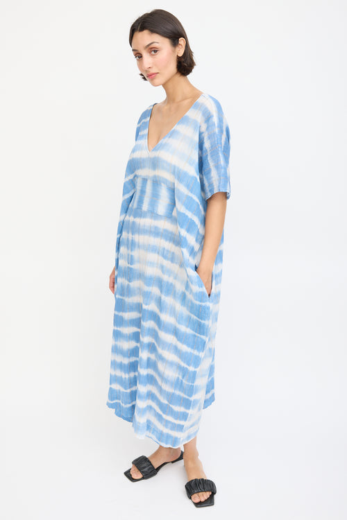 Horses Atelier Blue & White Cotton Sparkly Dyed Kaftan