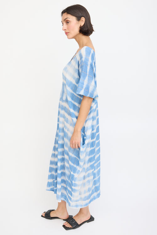 Horses Atelier Blue & White Cotton Sparkly Dyed Kaftan