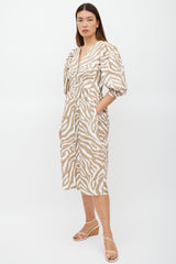 Horses Atelier Brown & White Printed Button Up Dress