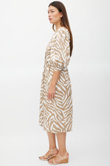 Horses Atelier Brown & White Printed Button Up Dress