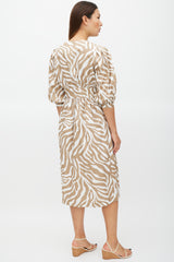 Horses Atelier Brown & White Printed Button Up Dress