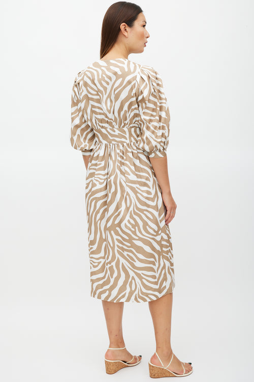 Horses Atelier Brown & White Printed Button Up Dress
