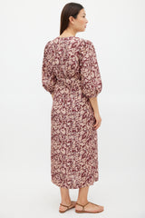 Horses Atelier Burgundy & Pink Silk Floral Paz Dress