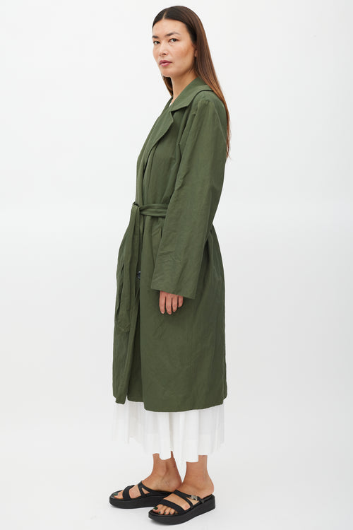 Horses Atelier Green Belted Two Pocket Trench Coat