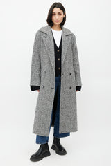 Horses Atelier White & Black Wool Herringbone Coat