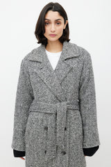 Horses Atelier White & Black Wool Herringbone Coat