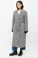 Horses Atelier White & Black Wool Herringbone Coat
