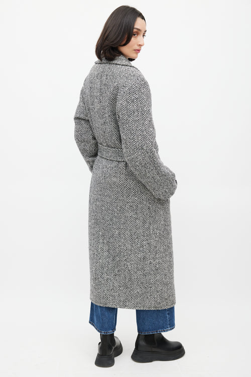 Horses Atelier White & Black Wool Herringbone Coat