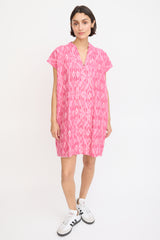 Horses Atelier Pink Cotton Smoking Printed Mini Dress