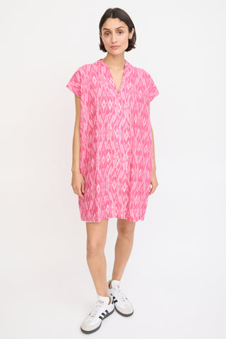 Horses Atelier Pink Cotton Smoking Printed Mini Dress
