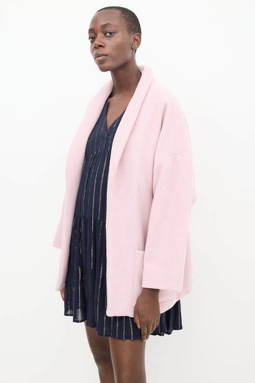 Horses Atelier Pink Fleece Shawl Blazer