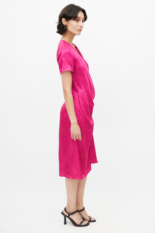 Horses Atelier Pink Linen Wrap Dress