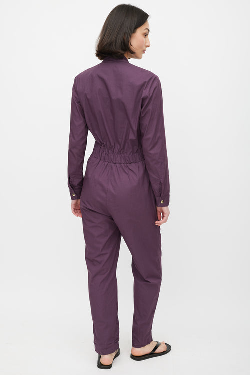 Horses Atelier Purple & Gold Zip Cotton Jumpsuit