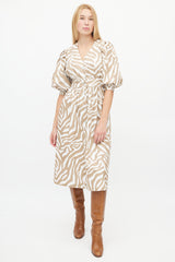Horses Atelier White & Brown Patterned Dress