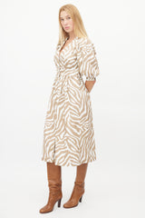 Horses Atelier White & Brown Patterned Dress