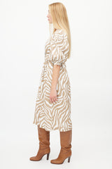 Horses Atelier White & Brown Patterned Dress