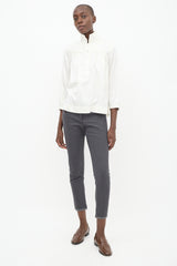 Horses Atelier Cream Silk Mock Neck Top