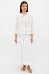 Horses Atelier White & Pink Sparkly Striped Top