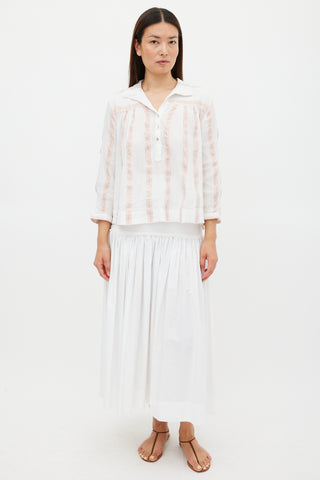 Horses Atelier White & Pink Sparkly Striped Top