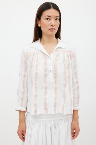 Horses Atelier White & Pink Sparkly Striped Top