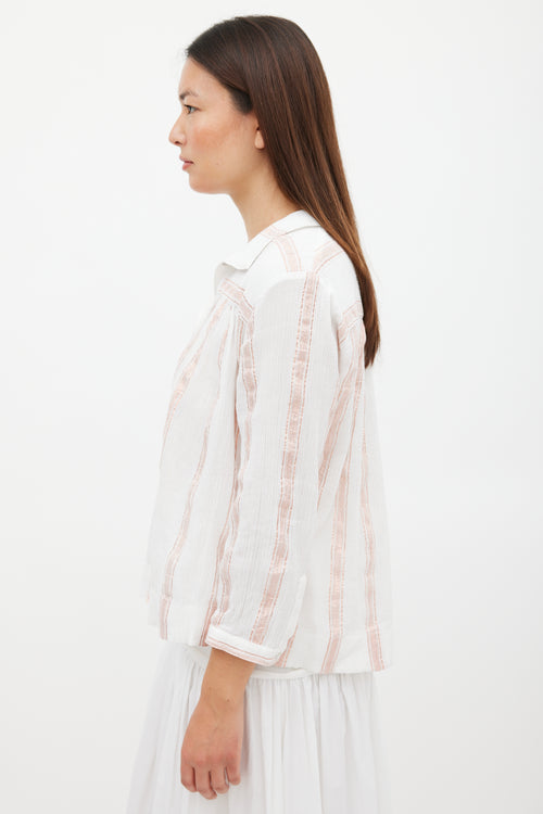 Horses Atelier White & Pink Sparkly Striped Top