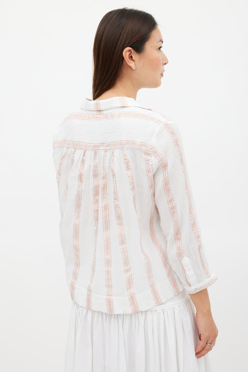 Horses Atelier White & Pink Sparkly Striped Top