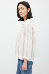 Horses Atelier White & Pink Stripe Glitter Top