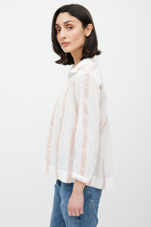 Horses Atelier White & Pink Stripe Glitter Top