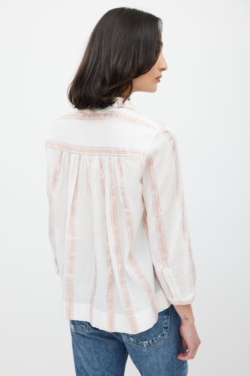 Horses Atelier White & Pink Stripe Glitter Top