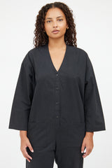 Horses Atelier Black Long Sleeve V Neck Jumpsuit