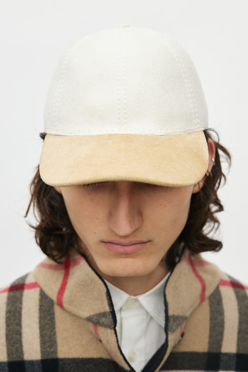 House of Lafayette White & Beige Felted Suede Rim Hat