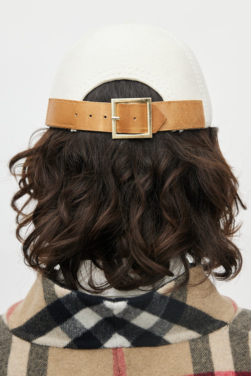 House of Lafayette White & Beige Felted Suede Rim Hat