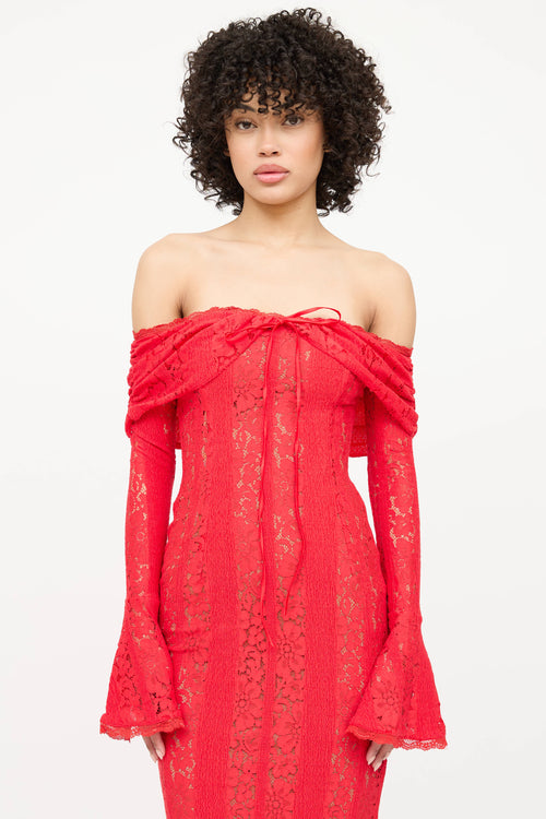 House of CB Lace Tie Long Dress