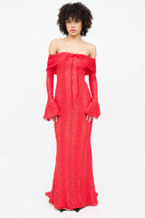 House of CB Lace Tie Long Dress
