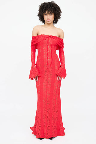 House of CB Lace Tie Long Dress
