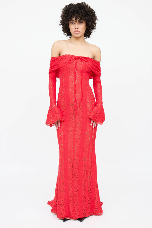 House of CB Lace Tie Long Dress