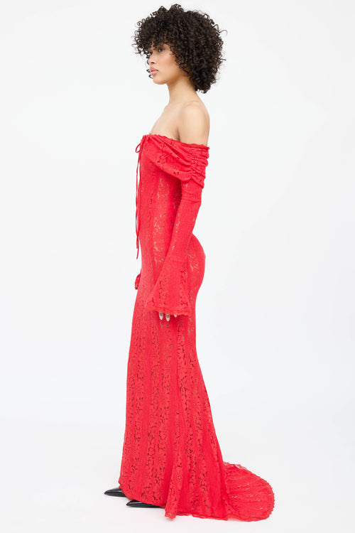 House of CB Lace Tie Long Dress