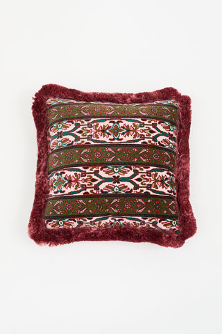 House Of Harlow 1960 Pink & Multi Fringe Velvet Pillow