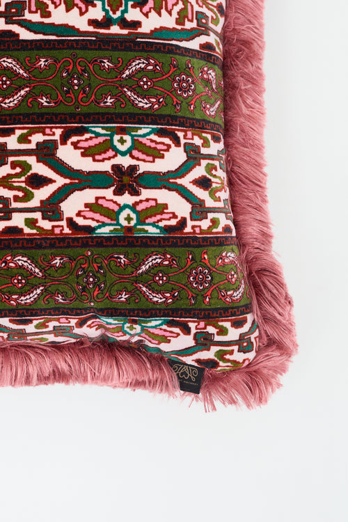 House Of Harlow 1961 Pink & Multi Fringe Velvet Pillow