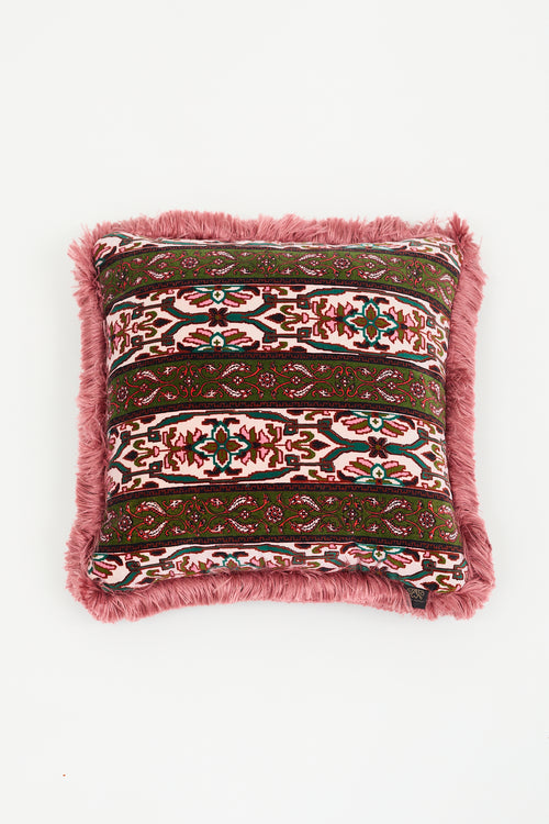 House Of Harlow 1962 Pink & Multi Fringe Velvet Pillow