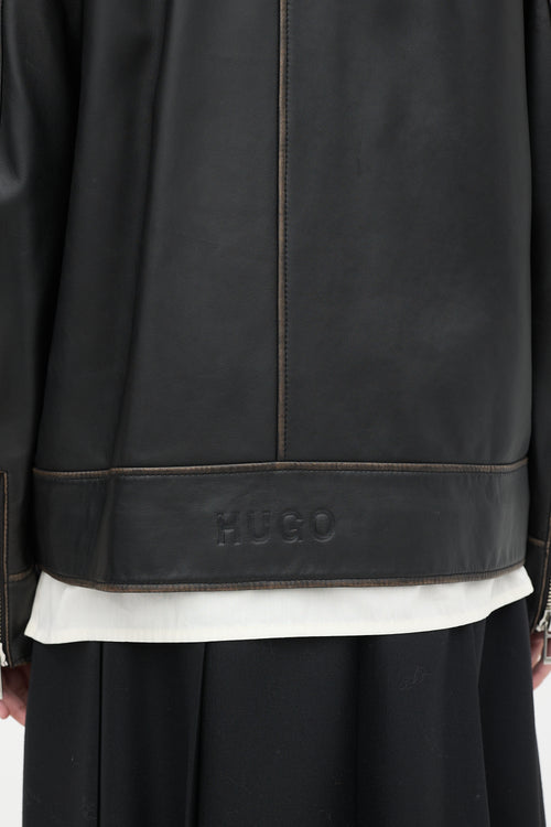 Hugo Boss Black Leather Moto Jacket