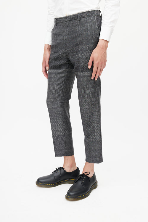 Hugo Boss Grey Wool Intarsia Blazer Pant Suit