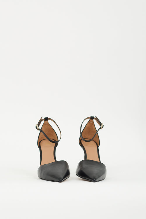 Hugo Boss Black Leather Ankle Strap Pump