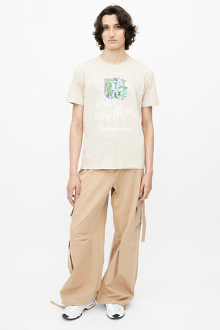 Human Uniform Beige & Multicolour Logo T-Shirt