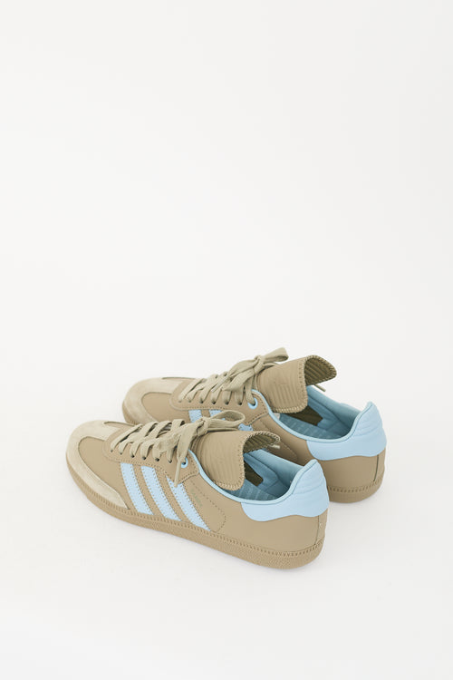 Humanrace X Adidas Originals Sage Green & Blue Leather Samba Sneaker