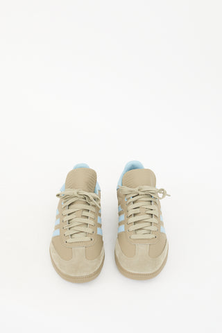 Humanrace X Adidas Originals Sage Green & Blue Leather Samba Sneaker