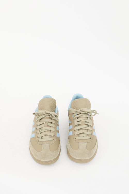 Humanrace X Adidas Originals Sage Green & Blue Leather Samba Sneaker