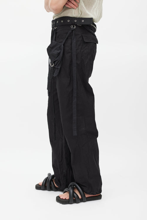 Hyein Seo Black Cargo Waistbag Trouser