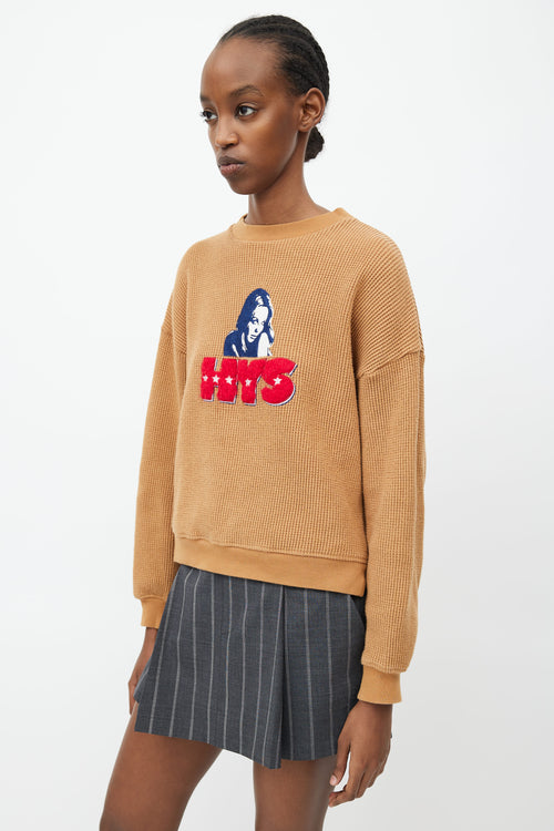 Hysteric Glamour Brown Waffle Knit Logo Sweater