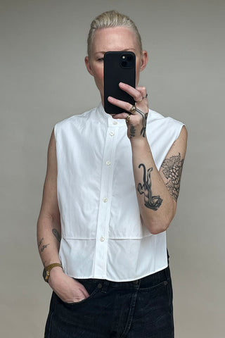 White Asymmetrical Back Shirt